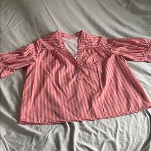 Puff Sleeve Pink Striped Blouse